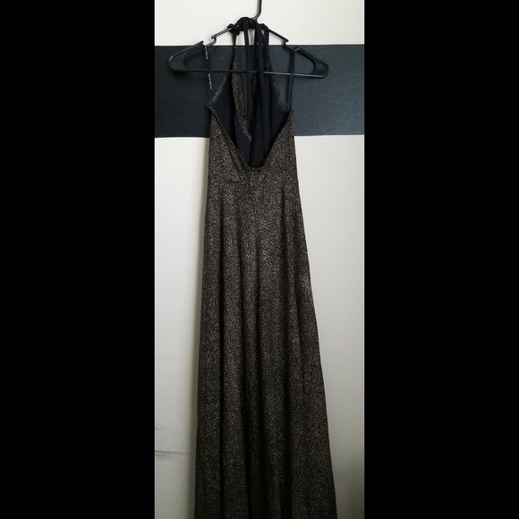 Glitter Halter Plunging Evening Gown - Picture 8 of 16